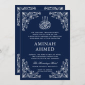 Moderne  Marine Blauw Islamitisch Aqiqa Aqeeqa Bab Kaart (Voorkant / Achterkant)