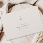 Moderne Marine Blauw Monogram Mix Match Bruiloft Gastenboek