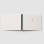 Moderne Marine Blauw Monogram Mix Match Bruiloft Gastenboek (Volledig)