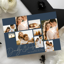 Moderne Marine Blauw Multi 9 Fotocollage Save The Date