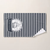 Moderne Marine Blauw Nautische Gepersonaliseerde B Bad Handdoek (Handdoek)