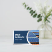 Moderne Marine Blauw Staal Rooftop Zonnepanelen Visitekaartje (Staand voorkant)