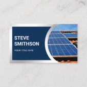 Moderne Marine Blauw Staal Rooftop Zonnepanelen Visitekaartje (Voorkant)