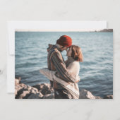 Moderne Marine Blauw Twee Foto's Trouwen Save the  Save The Date (Achterkant)