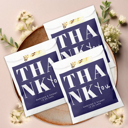 Moderne Marine Blauw Vet Dank u Trouwfeest Bedankzakje