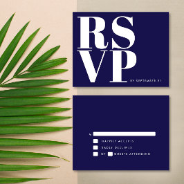 Moderne Marine Blauw Vet Minimalistische Eenvoudig RSVP Kaartje