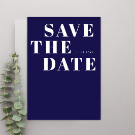 Moderne Marine Blauw Vet Minimalistische Eenvoudig Save The Date