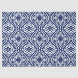 Moderne Marine Blauw Wit Geometrische Batik Sterre Tissuepapier