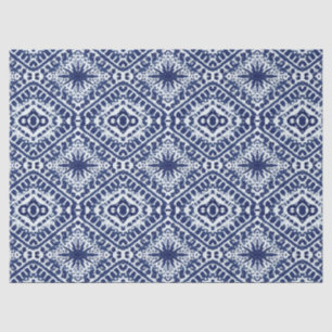 Moderne Marine Blauw Wit Geometrische Batik Sterre Tissuepapier