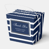 Moderne marine blauw wit goud bruiloft dank u bedankdoosjes (Achterkant)