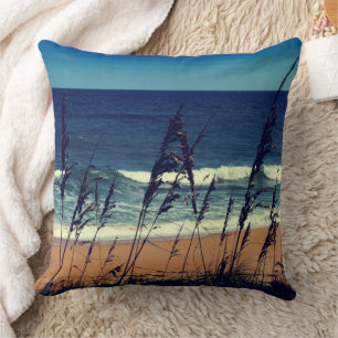 Moderne marine blauw zand Florida strand golven Kussen