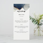 Moderne Marine Blauw Zomer Strand Romantische Brui Menu (Staand voorkant)