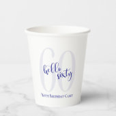 Moderne Marine Blauwe 60e Verjaardag Papier Cups Papieren Bekers (Voorkant)
