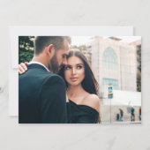 Moderne marine blauwe bloemen & gele foto bruiloft kaart (Achterkant)