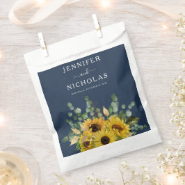Moderne Marine Blauwe Bloemen Zonnebloemen Huwelij Bedankzakje
