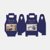 Moderne marine blauwe bruiloft 2 foto dank u bedankdoosjes (Uitgevouwen)