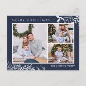 Moderne Marine Blauwe Fotocollage Vrolijk Kerstfee Briefkaart (Voorkant)