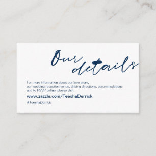 Moderne Marine Blauwe inkt, minimalisme lettertype Informatiekaartje