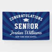 Moderne Marine Blauwe Klasse van 2024 Afstudeerfee Spandoek (Horizontaal)