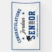 Moderne Marine Blauwe Klasse van 2024 Afstudeerfee Spandoek (Verticaal)