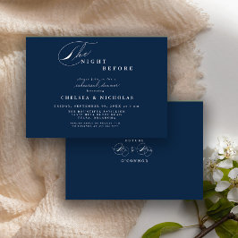 Moderne marine blauwe nacht voor repetitie diner kaart