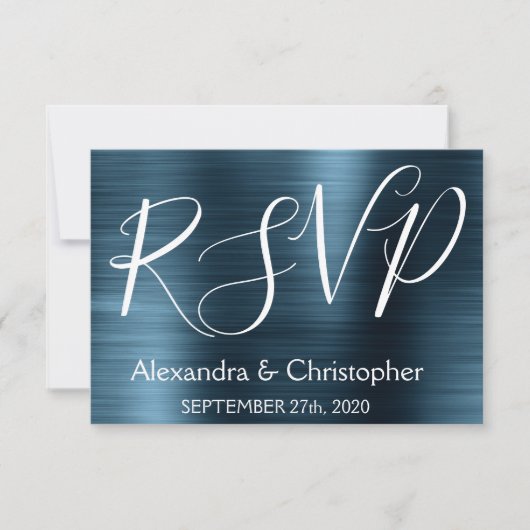Moderne Marine Blauwe RSVP-respons RSVP Kaartje (Voorkant)