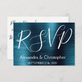 Moderne Marine Blauwe RSVP-respons RSVP Kaartje (Voorkant / Achterkant)