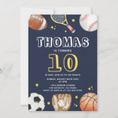 Moderne Marine Blauwe Sport verjaardag Jongens Kaart (Voorkant)