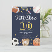 Moderne Marine Blauwe Sport verjaardag Jongens Kaart (Staand voorkant)