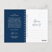 Moderne Marine Blu Bow Patroon Familie Foto Kerstm Briefkaart (Achterkant)