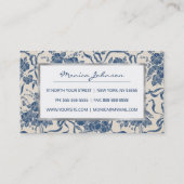 Moderne  marine Blue Floral Pattern Busi Visitekaartje (Achterkant)