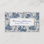 Moderne  marine Blue Floral Pattern Busi Visitekaartje (Voorkant)