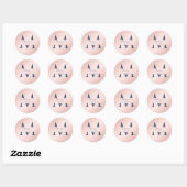 Moderne Marine Blush Monogram bruiloft gunst dank Ronde Sticker (Vel)