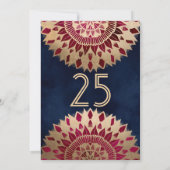 Moderne Marine Bourgondië Gouden Bloemen Mandala V Kaart (Achterkant)