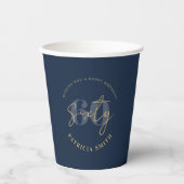 Moderne marine Elegant 60th Birthday Papieren Bekers (Voorkant)