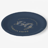 Moderne marine Elegant 60th Birthday Papieren Bordje (Gekanteld)