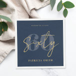 Moderne marine Elegant 60th Birthday Servet<br><div class="desc">60e verjaardag servetten met minimalistische script kalligrafie en moderne elegante typografie.</div>