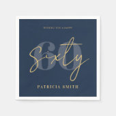 Moderne marine Elegant 60th Birthday Servet (Voorkant)