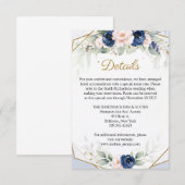 Moderne marine en bloemengroen Details Informatiekaartje (Voorkant / Achterkant)