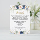 Moderne marine en bloemengroen Details Informatiekaartje (Staand voorkant)