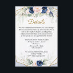 Moderne marine en bloemengroen Details Informatiekaartje<br><div class="desc">Modern Navy and Blush Floral Greenery Details Kaart,  Neem contact met mij op voor overeenkomende items of voor maatwerk,  Blush Rozen ©</div>