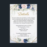 Moderne marine en bloemengroen Details Informatiekaartje<br><div class="desc">Modern Navy and Blush Floral Greenery Details Kaart,  Neem contact met mij op voor overeenkomende items of voor maatwerk,  Blush Rozen ©</div>