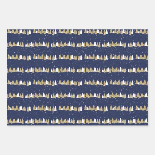 Moderne marine en gouden rode kerst in de winter inpakpapier vel (Voorkant 3)