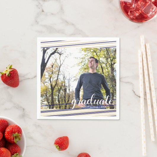 Moderne marine- en goudstapes Afstuderen Napkins Servetten (Insitu)