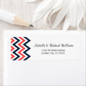 Moderne marine en koraal Chevron & Lovevogels brui Etiket (Insitu)