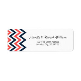 Moderne marine en koraal Chevron & Lovevogels brui Etiket