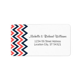 Moderne marine en koraal Chevron & Lovevogels brui Etiket