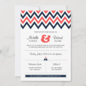 Moderne marine en koraal Chevron & Lovevogels brui Kaart (Voorkant)