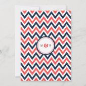 Moderne marine en koraal Chevron & Lovevogels brui Kaart (Achterkant)