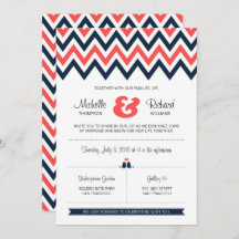 Moderne marine en koraal Chevron & Lovevogels brui
